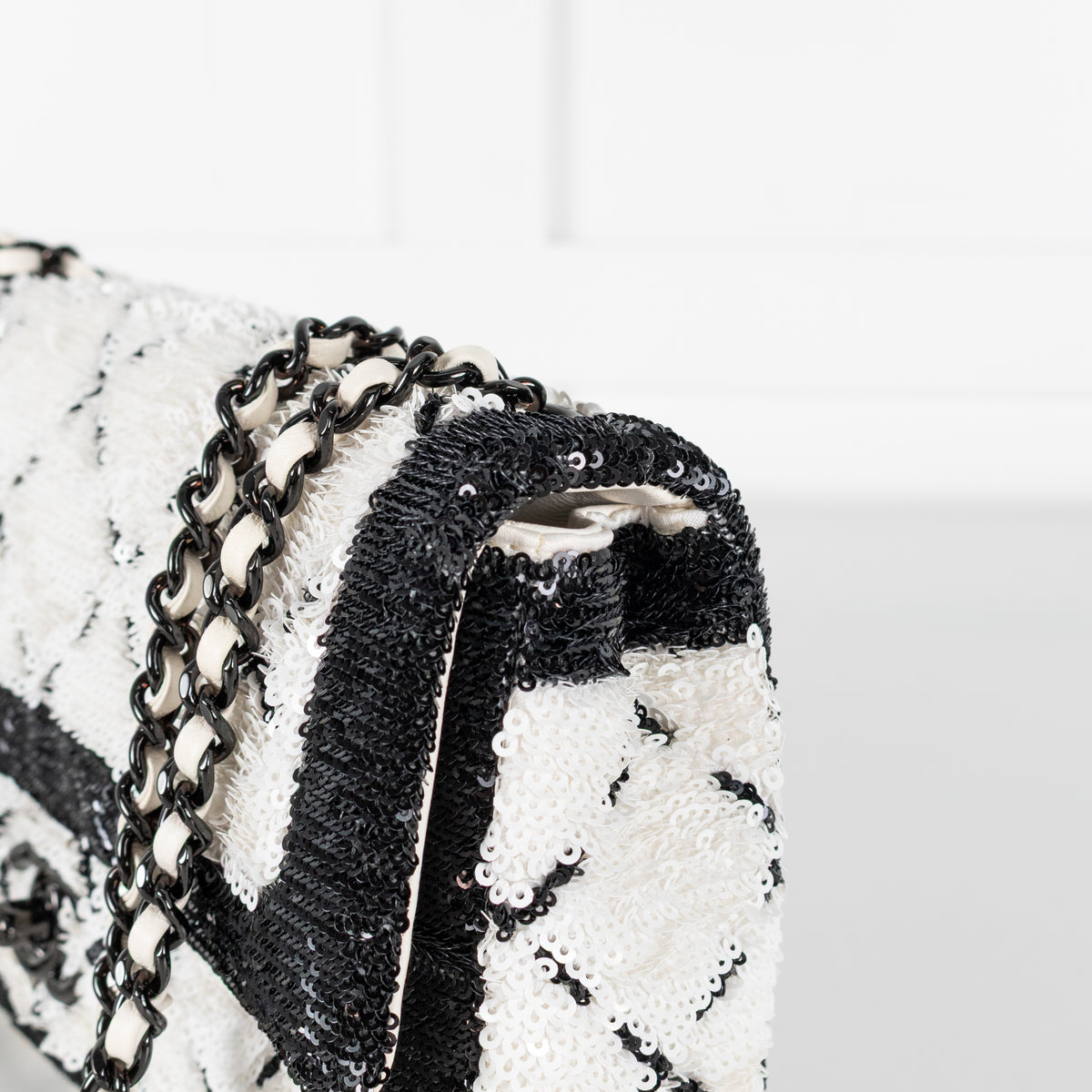 Chanel SS 2024 Sequin Classic Flap Bag in Black & White