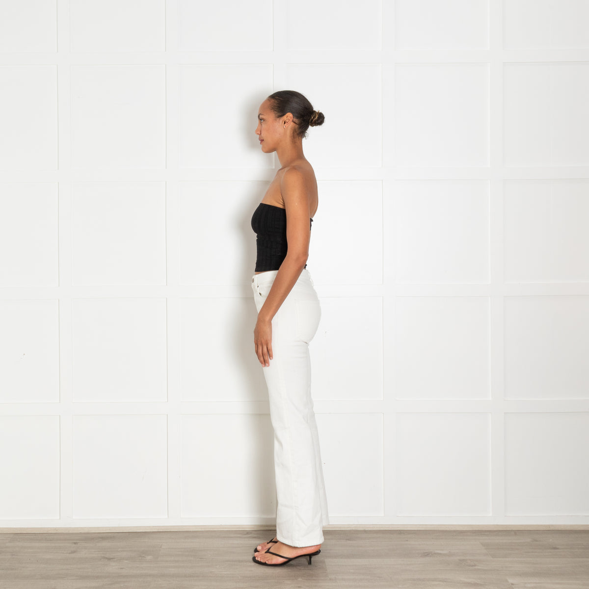 Reformation Black Ribbed Bandeu Top With Cutout