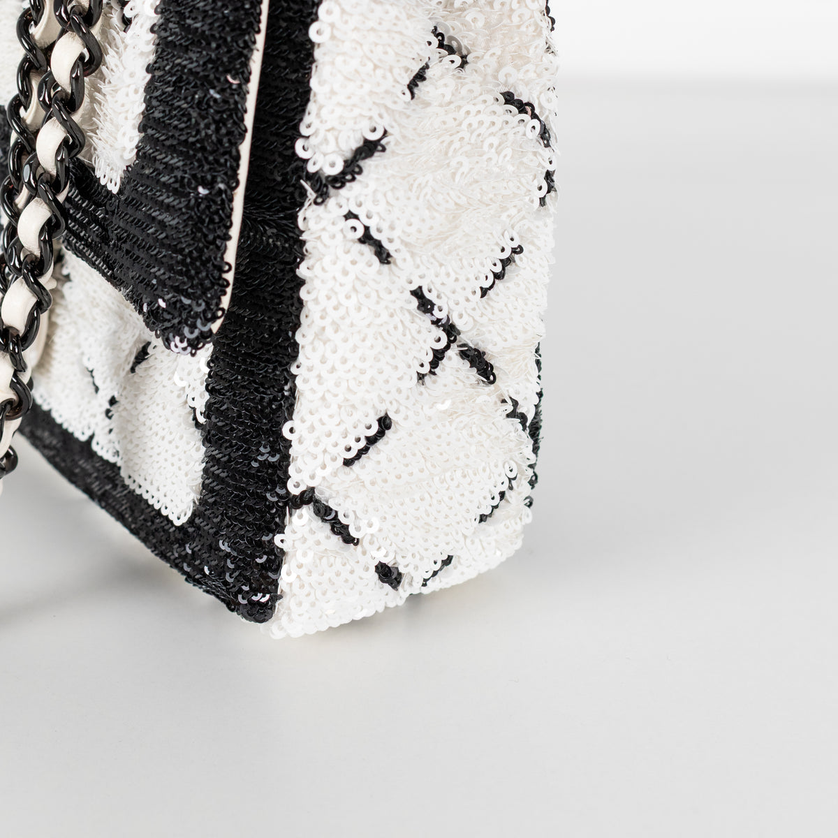 Chanel SS 2024 Sequin Classic Flap Bag in Black & White