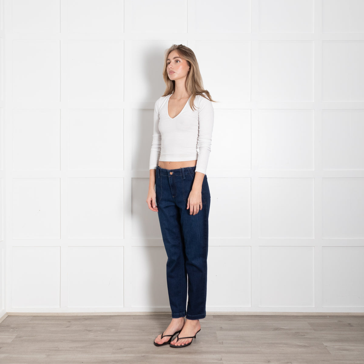 Paige Dark Blue Mayslie Front Pocket Jeans