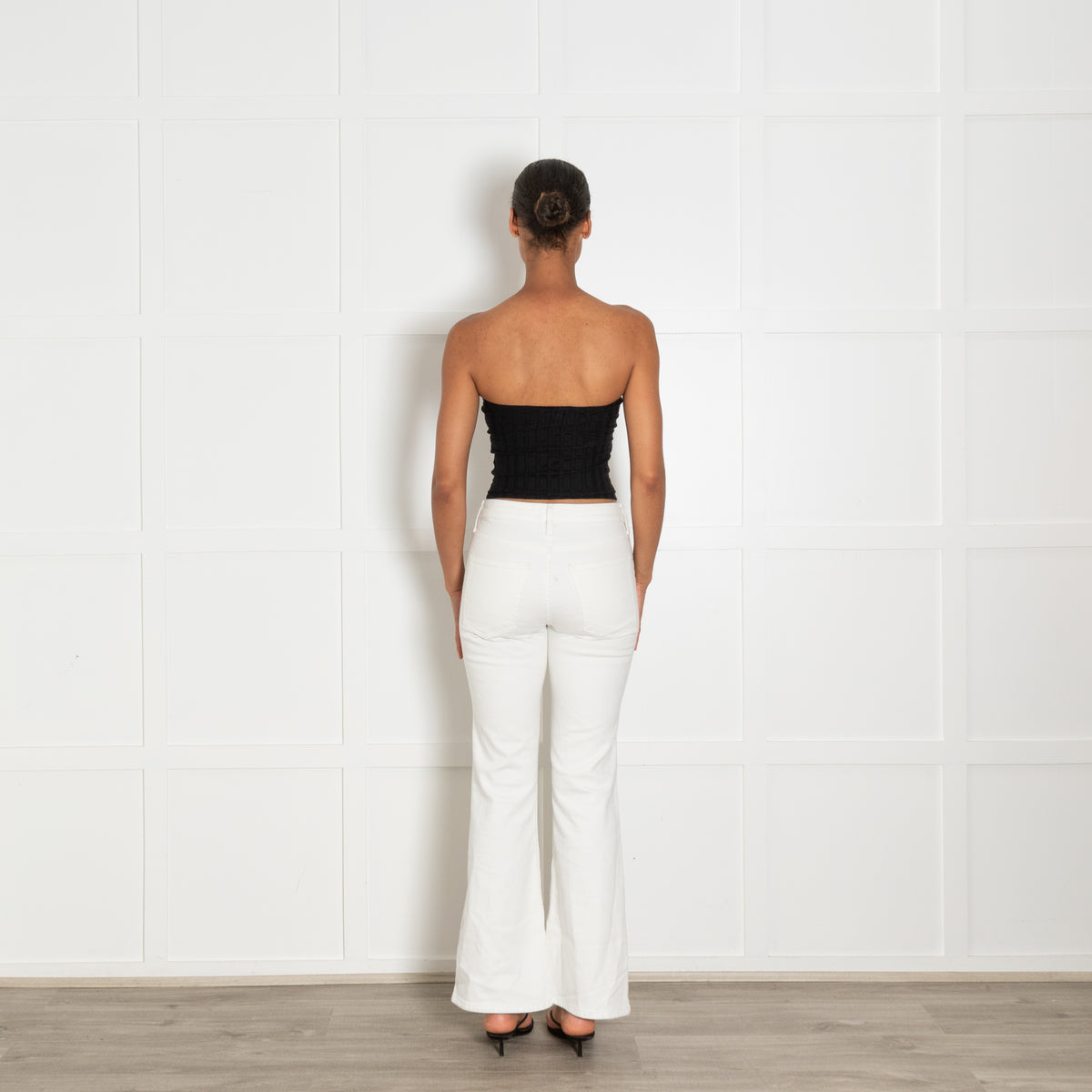 Reformation Black Ribbed Bandeu Top With Cutout