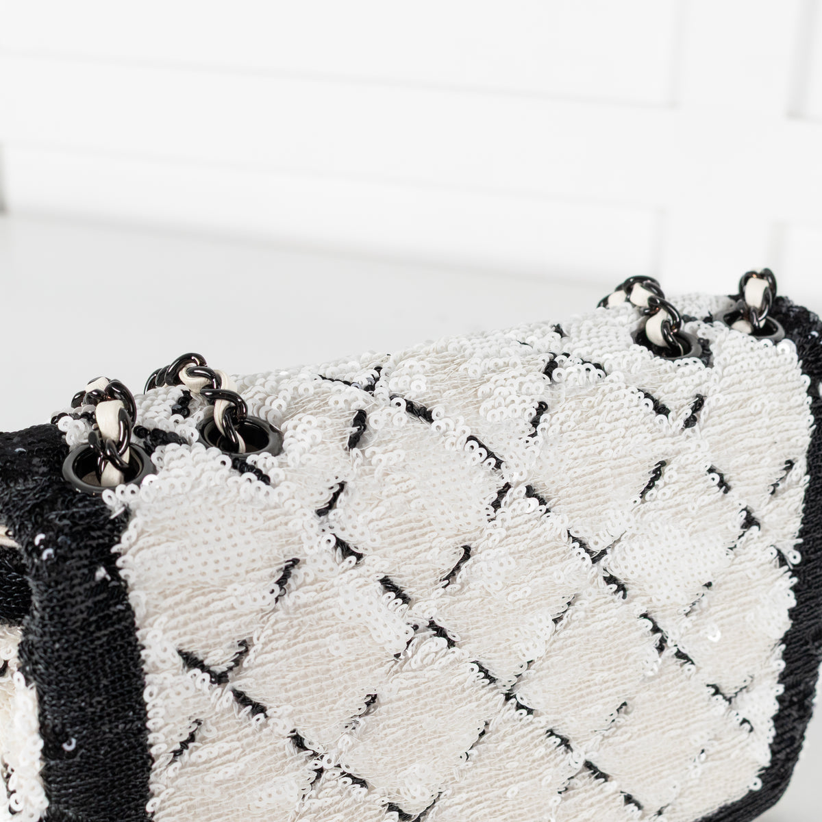 Chanel SS 2024 Sequin Classic Flap Bag in Black & White