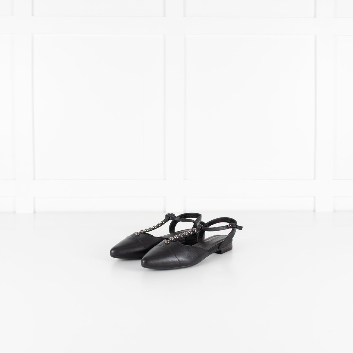 Air & Grace Black Anais Pointed T Stud Flats