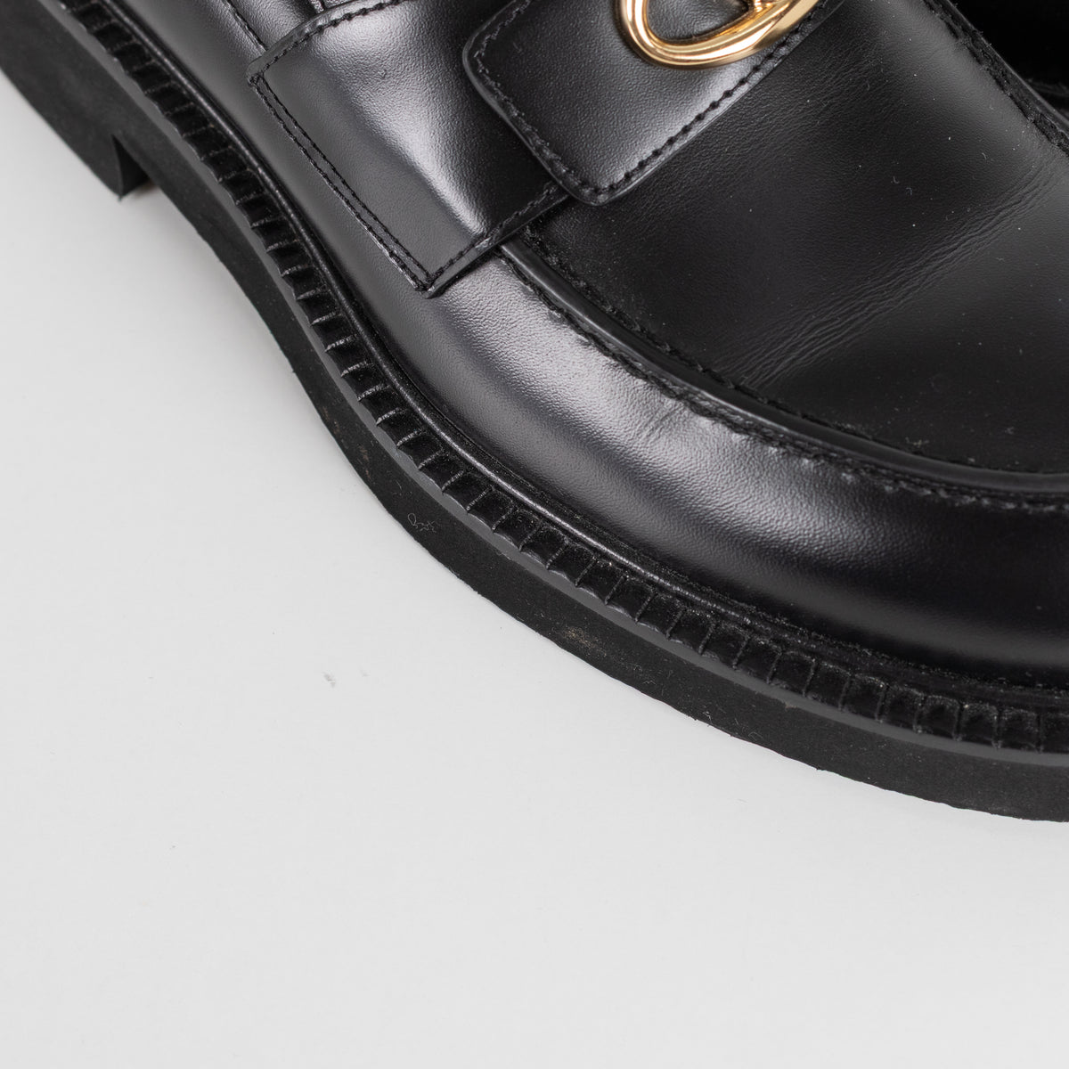 Valentino Black Leather V Logo Locker Loafers