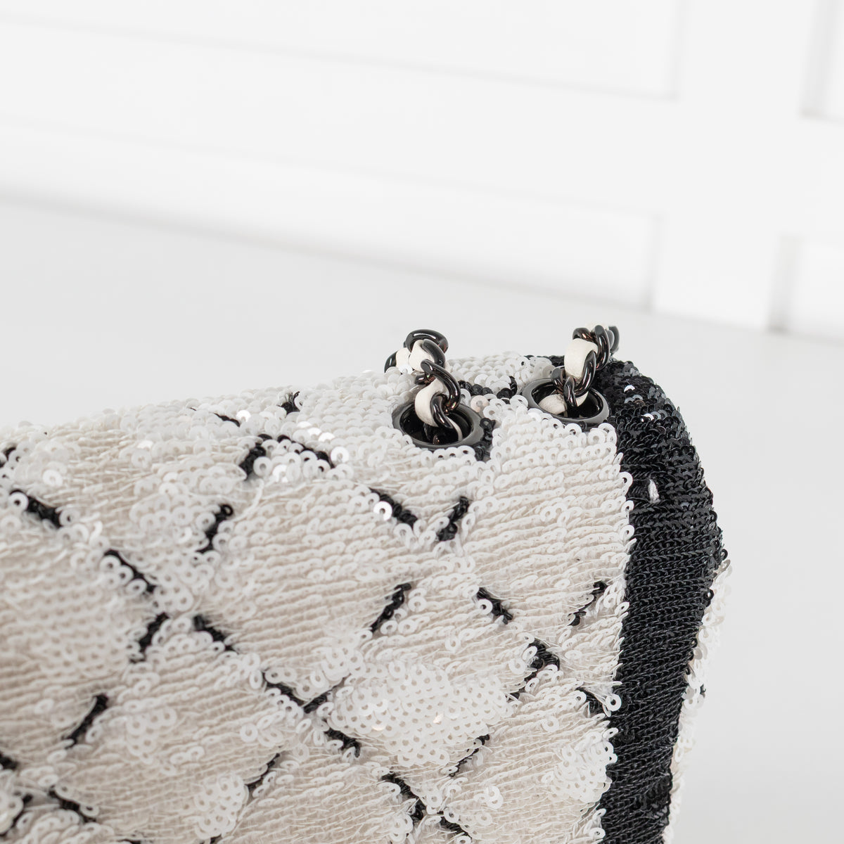 Chanel SS 2024 Sequin Classic Flap Bag in Black & White