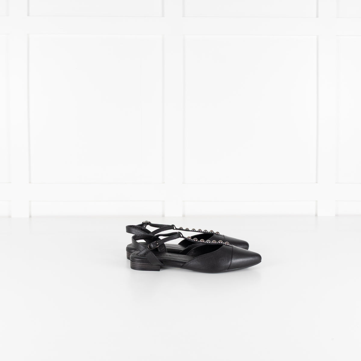 Air & Grace Black Anais Pointed T Stud Flats