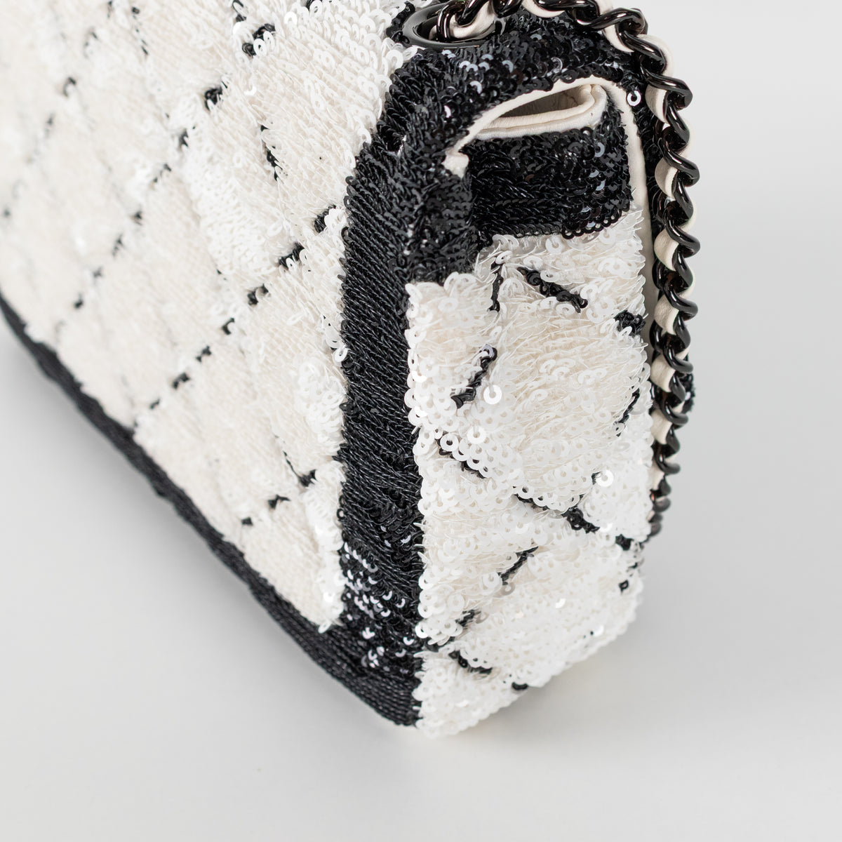Chanel SS 2024 Sequin Classic Flap Bag in Black & White