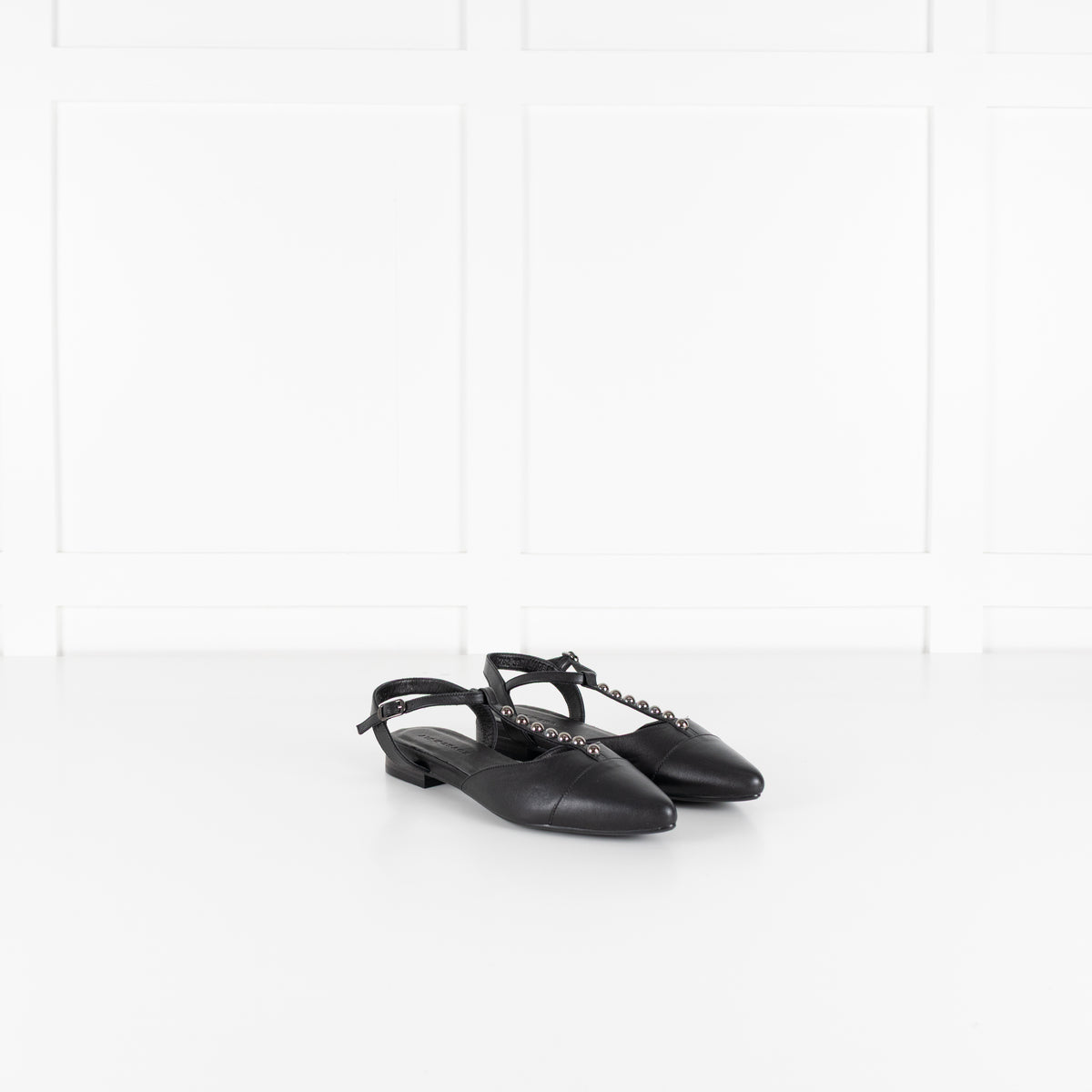 Air & Grace Black Anais Pointed T Stud Flats