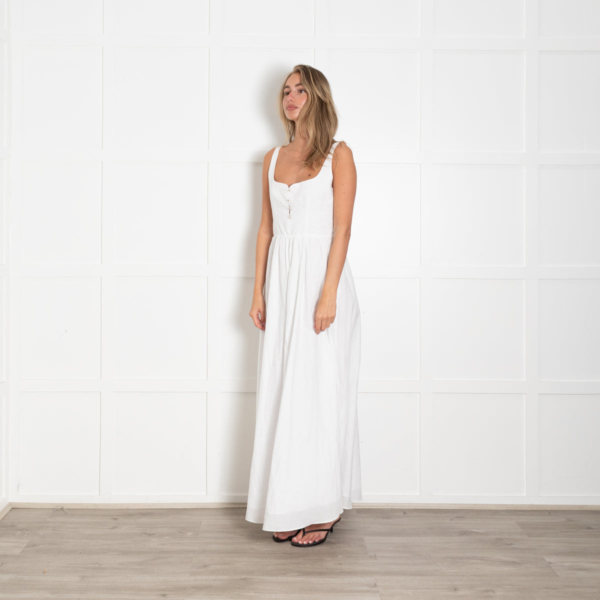 Esteban Cortazar White Corset Strappy Maxi Dress