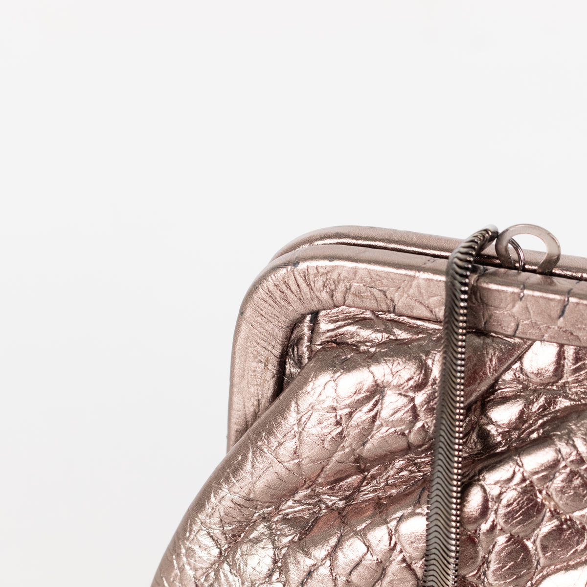 MarcCain Bronze Croc Embossed Clutch with Snake Chain