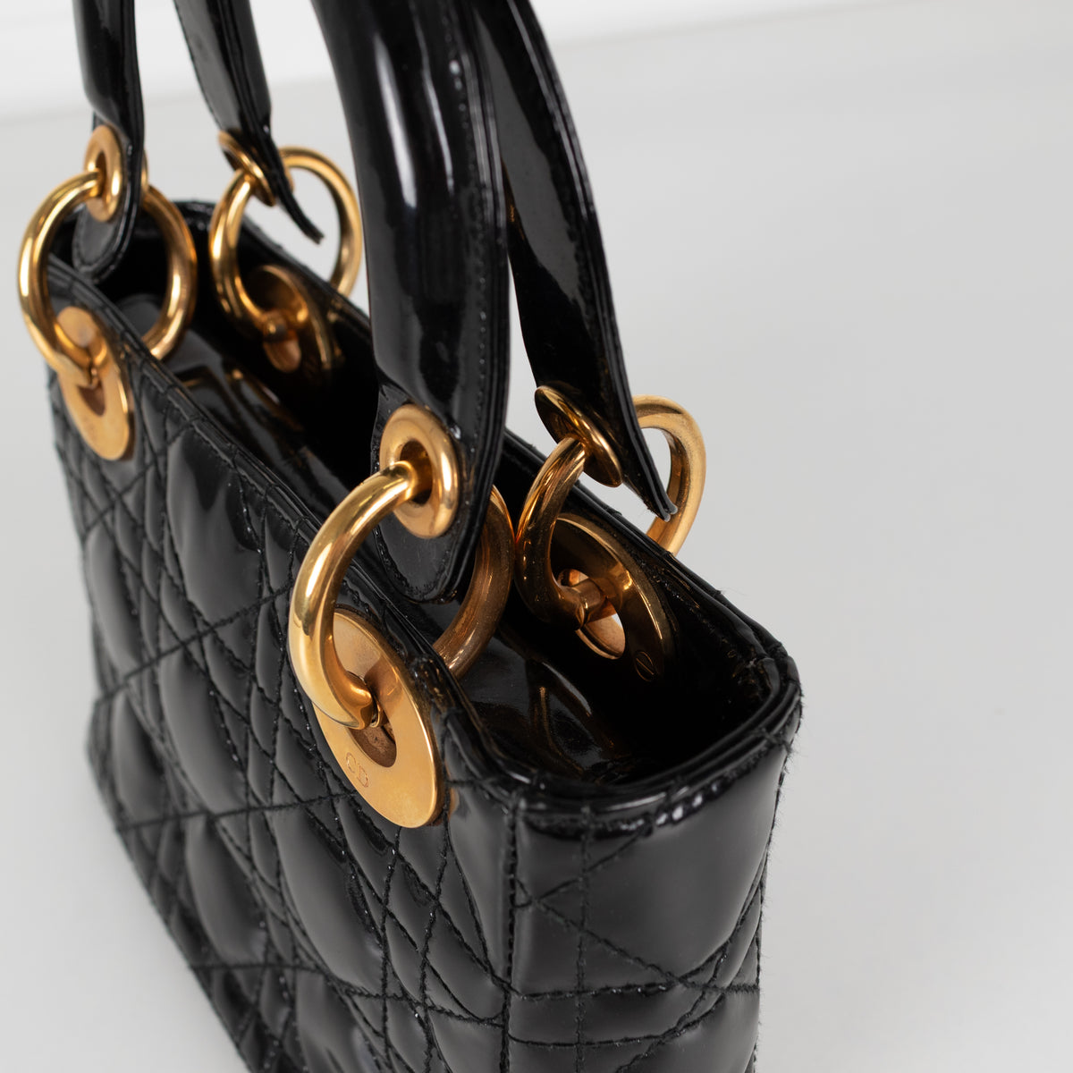 Christian Dior Black Patent Vintage Mini Lady Dior