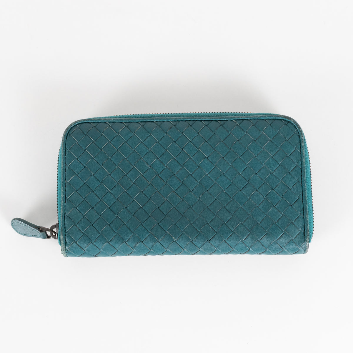Bottega Veneta Teal  Intrecciato Long Wallet