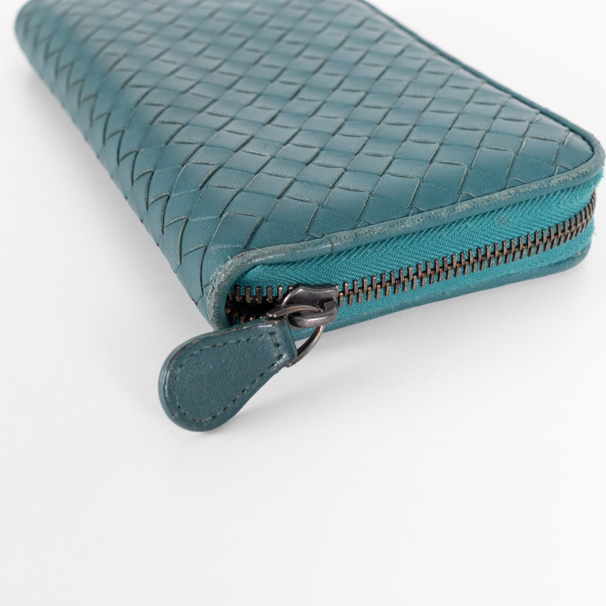 Bottega Veneta Teal  Intrecciato Long Wallet