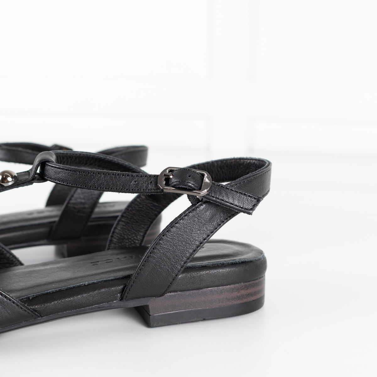 Air & Grace Black Anais Pointed T Stud Flats