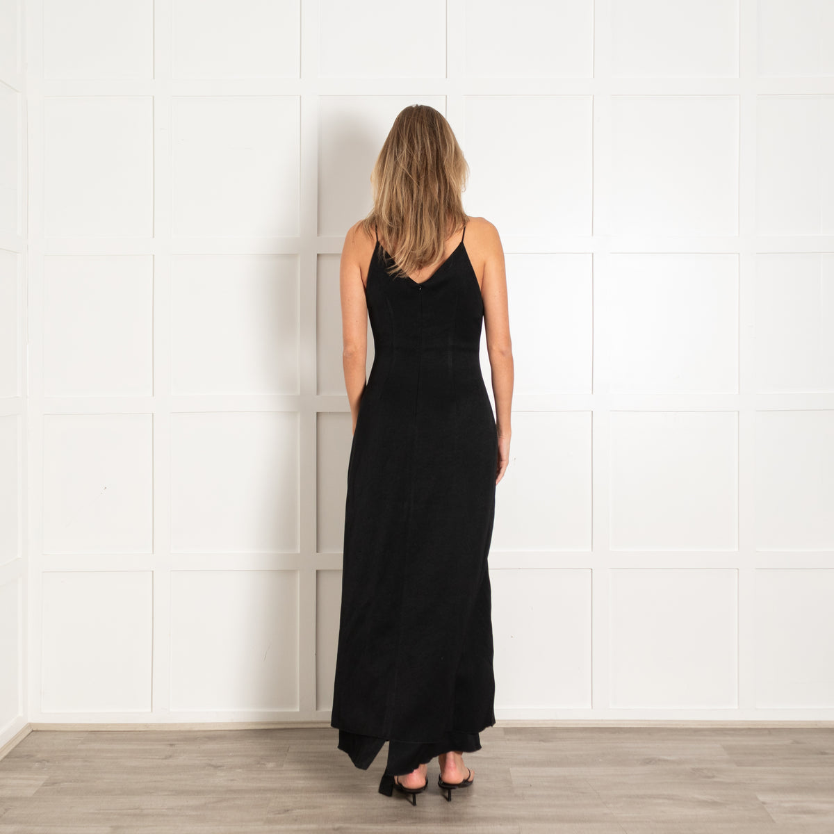 Ellery Black Gold Eyelet Detail Sleeveless Long Dress