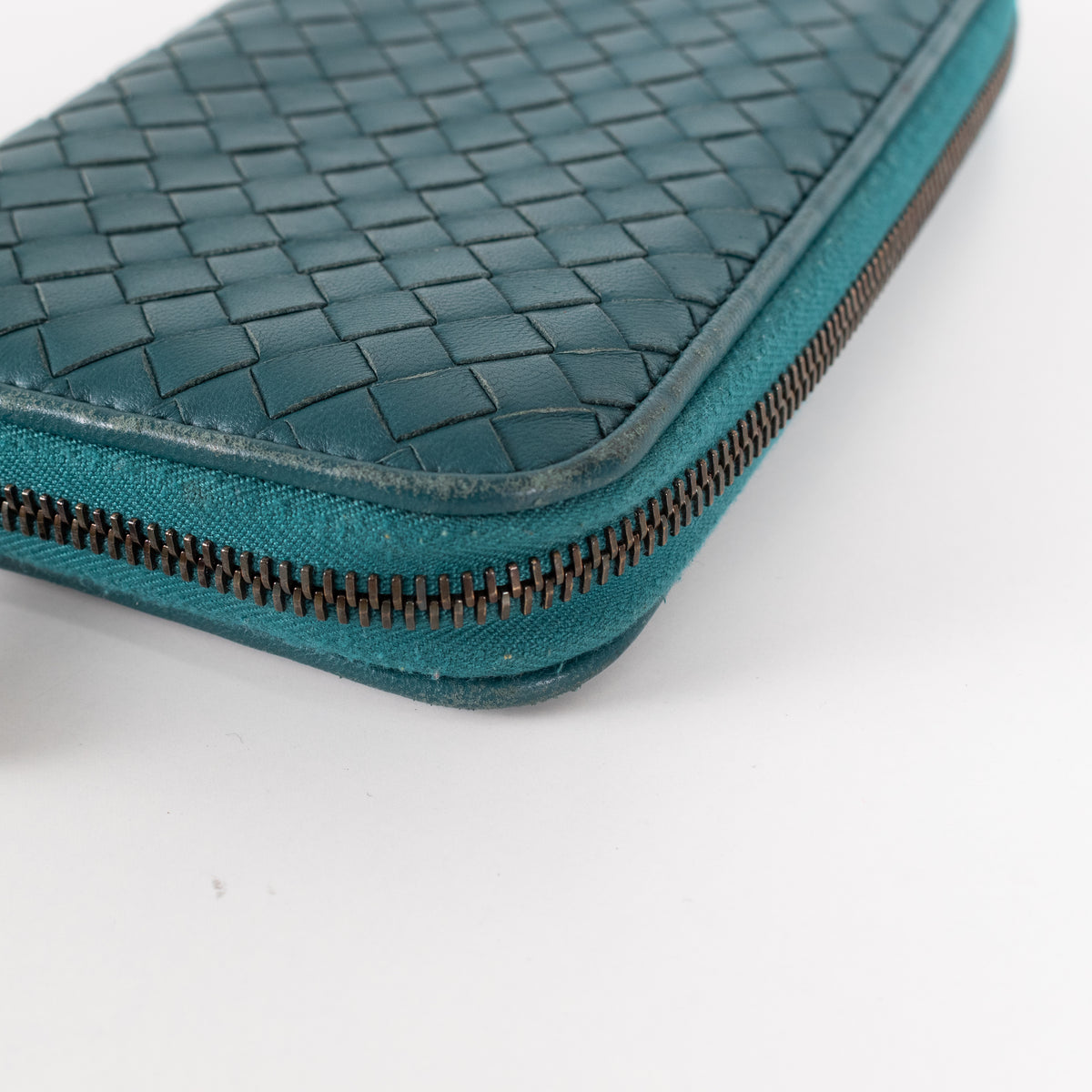 Bottega Veneta Teal  Intrecciato Long Wallet
