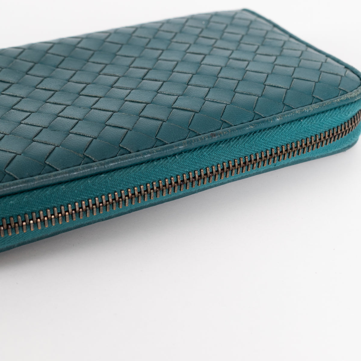 Bottega Veneta Teal  Intrecciato Long Wallet