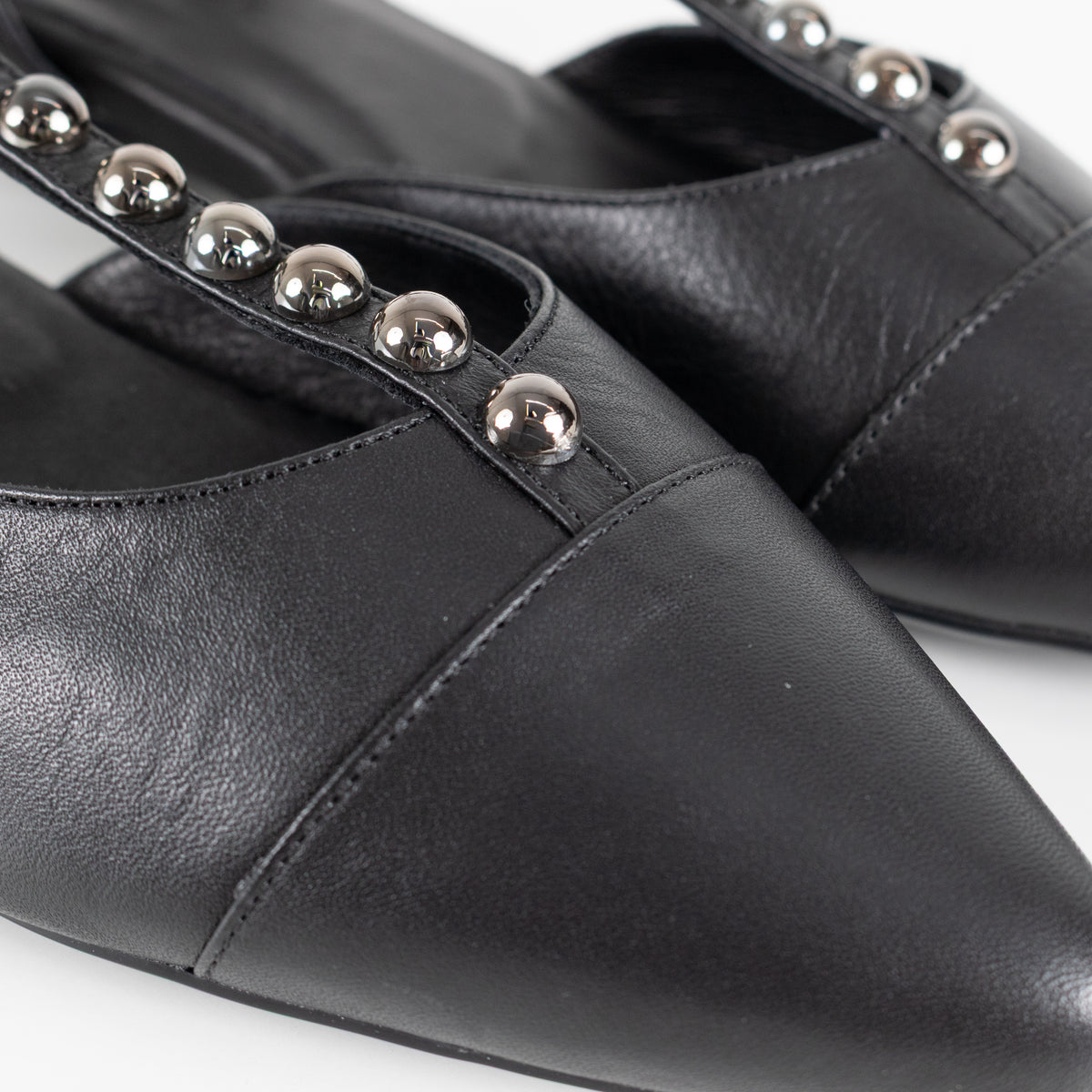 Air & Grace Black Anais Pointed T Stud Flats