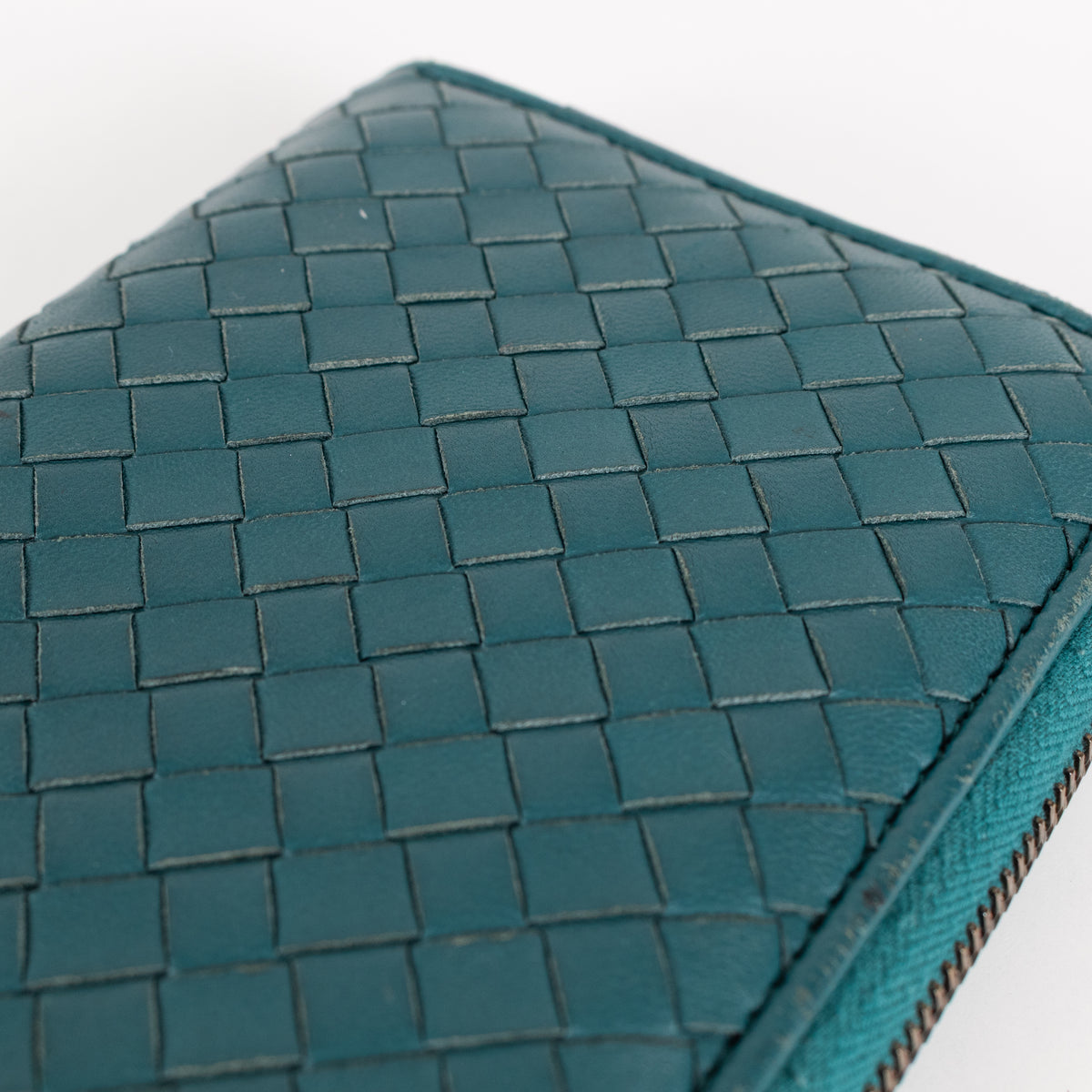 Bottega Veneta Teal  Intrecciato Long Wallet