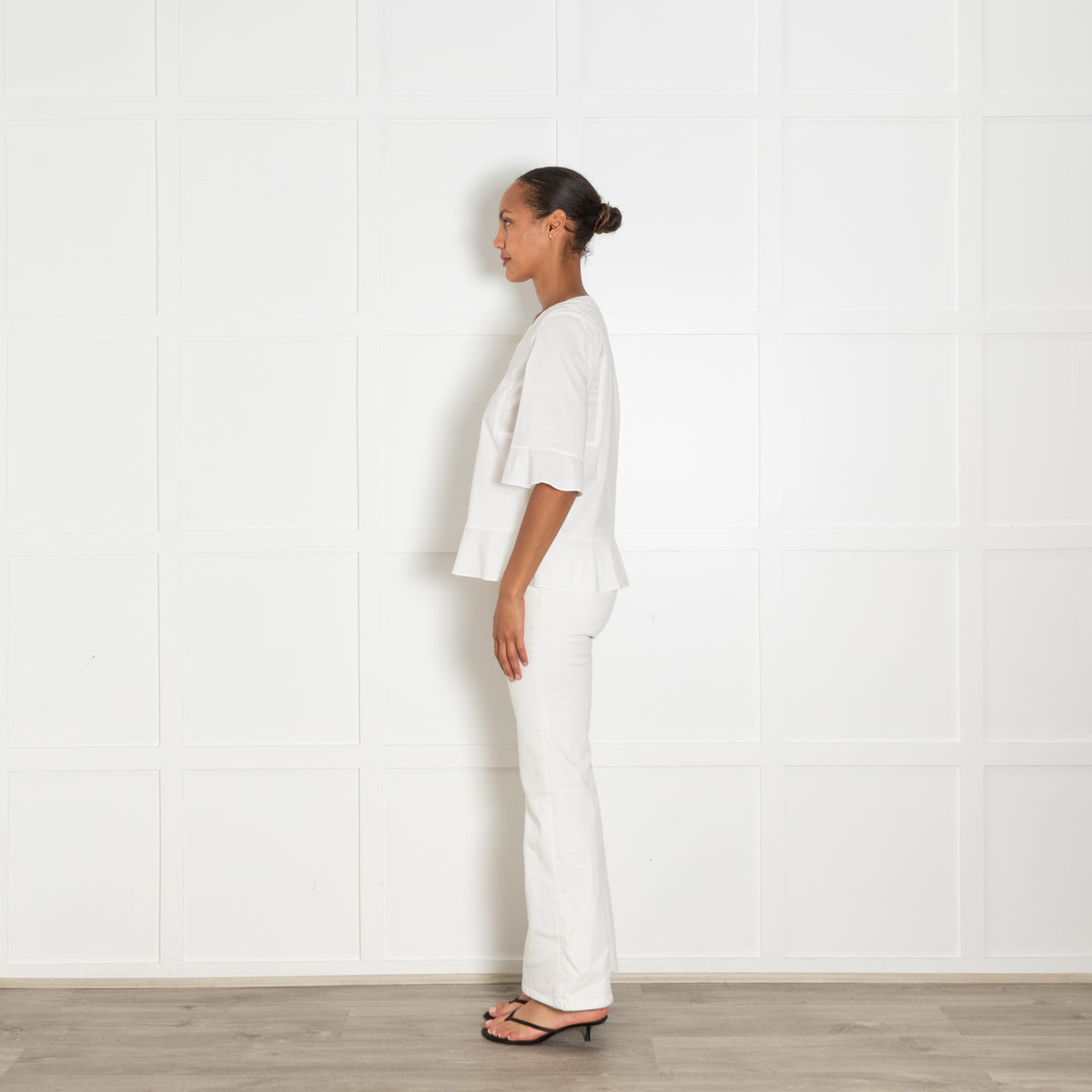 Strenesse White  V Front Cotton Top With Side Zip