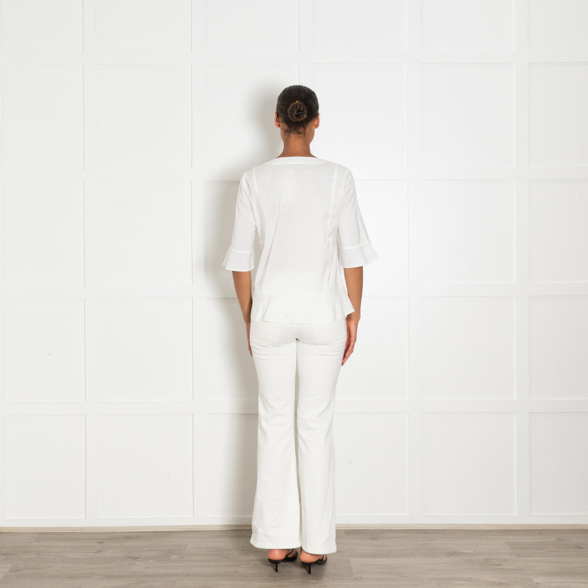 Strenesse White  V Front Cotton Top With Side Zip