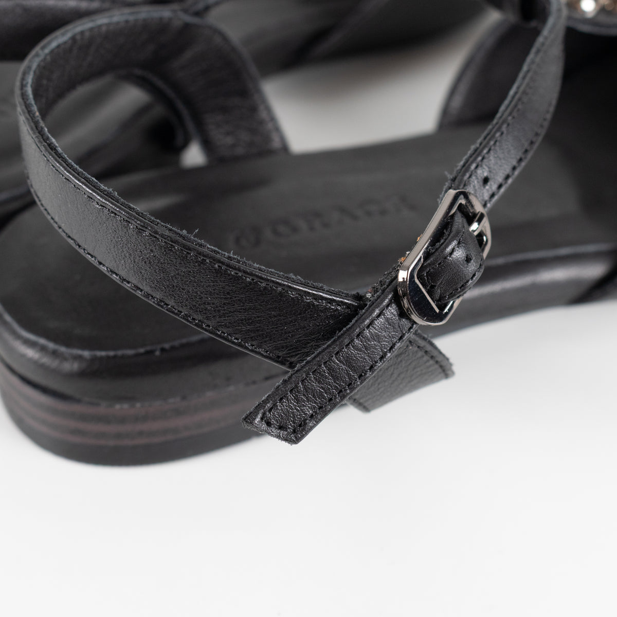 Air & Grace Black Anais Pointed T Stud Flats