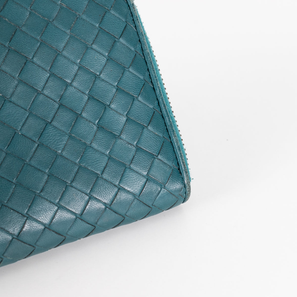 Bottega Veneta Teal  Intrecciato Long Wallet