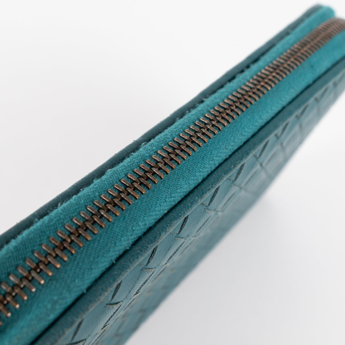 Bottega Veneta Teal  Intrecciato Long Wallet