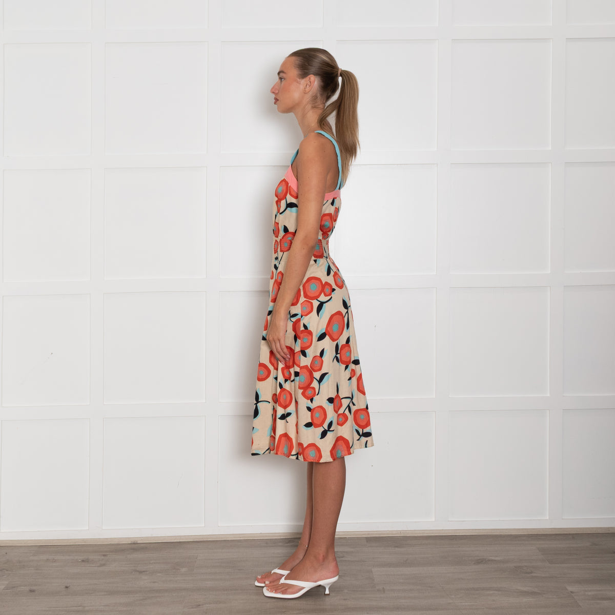 Marc By Marc Jacobs Beige Orange Cotton Sleeveless Dress
