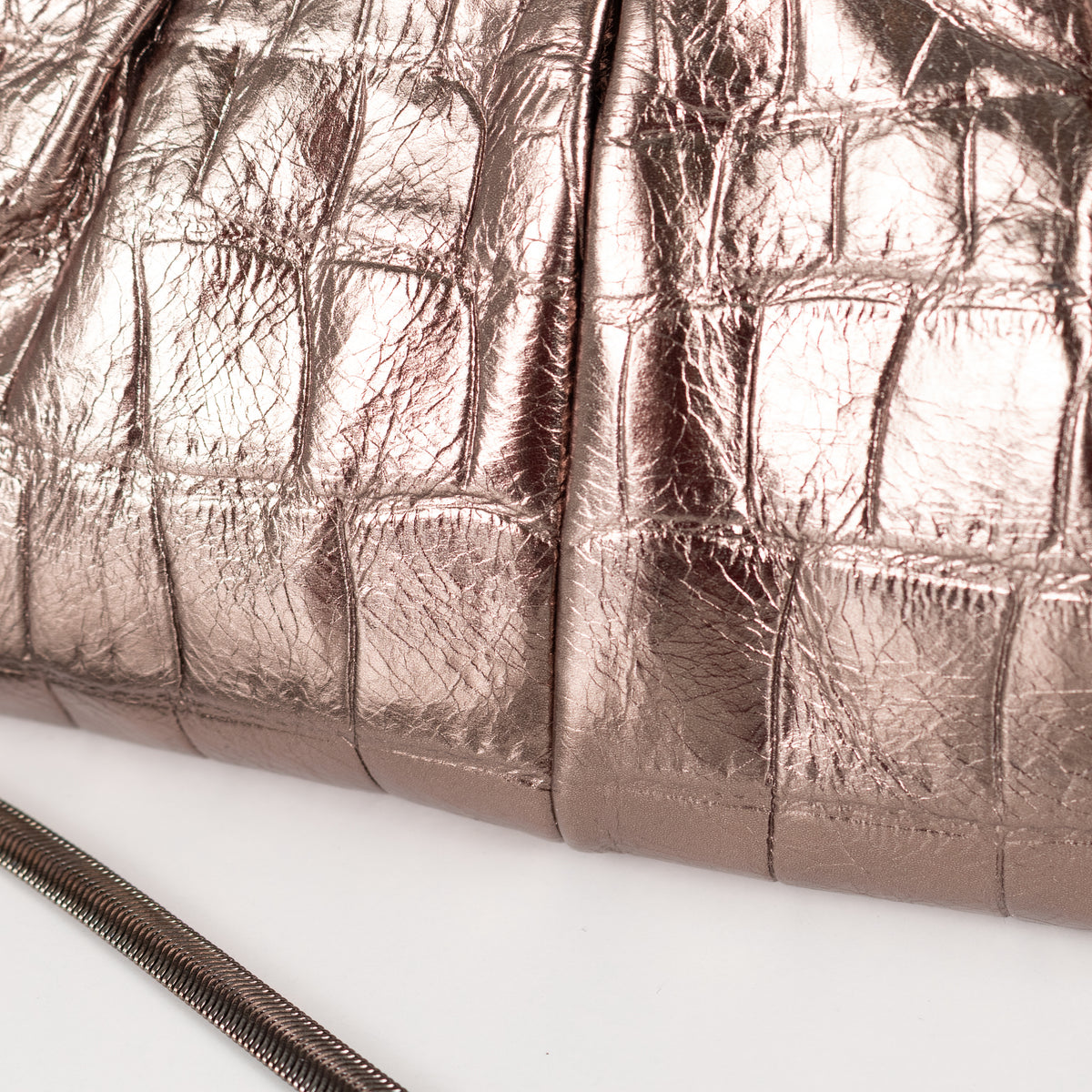 MarcCain Bronze Croc Embossed Clutch with Snake Chain