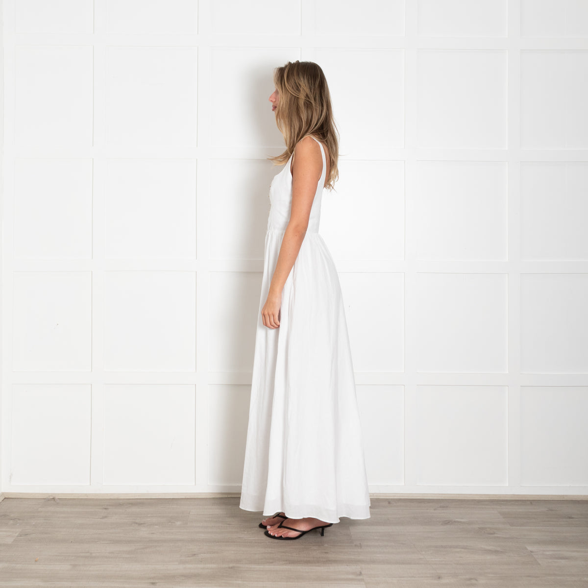 Esteban Cortazar White Corset Strappy Maxi Dress