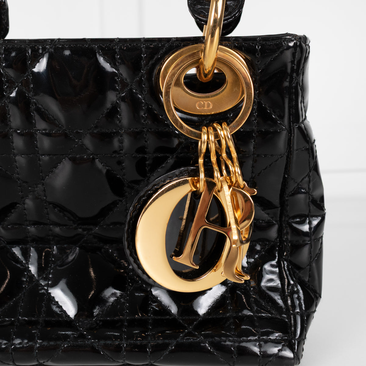Christian Dior Black Patent Vintage Mini Lady Dior