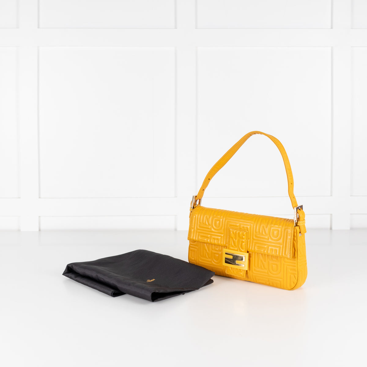 Fendi Yellow Leather Vintage Medium Baguette