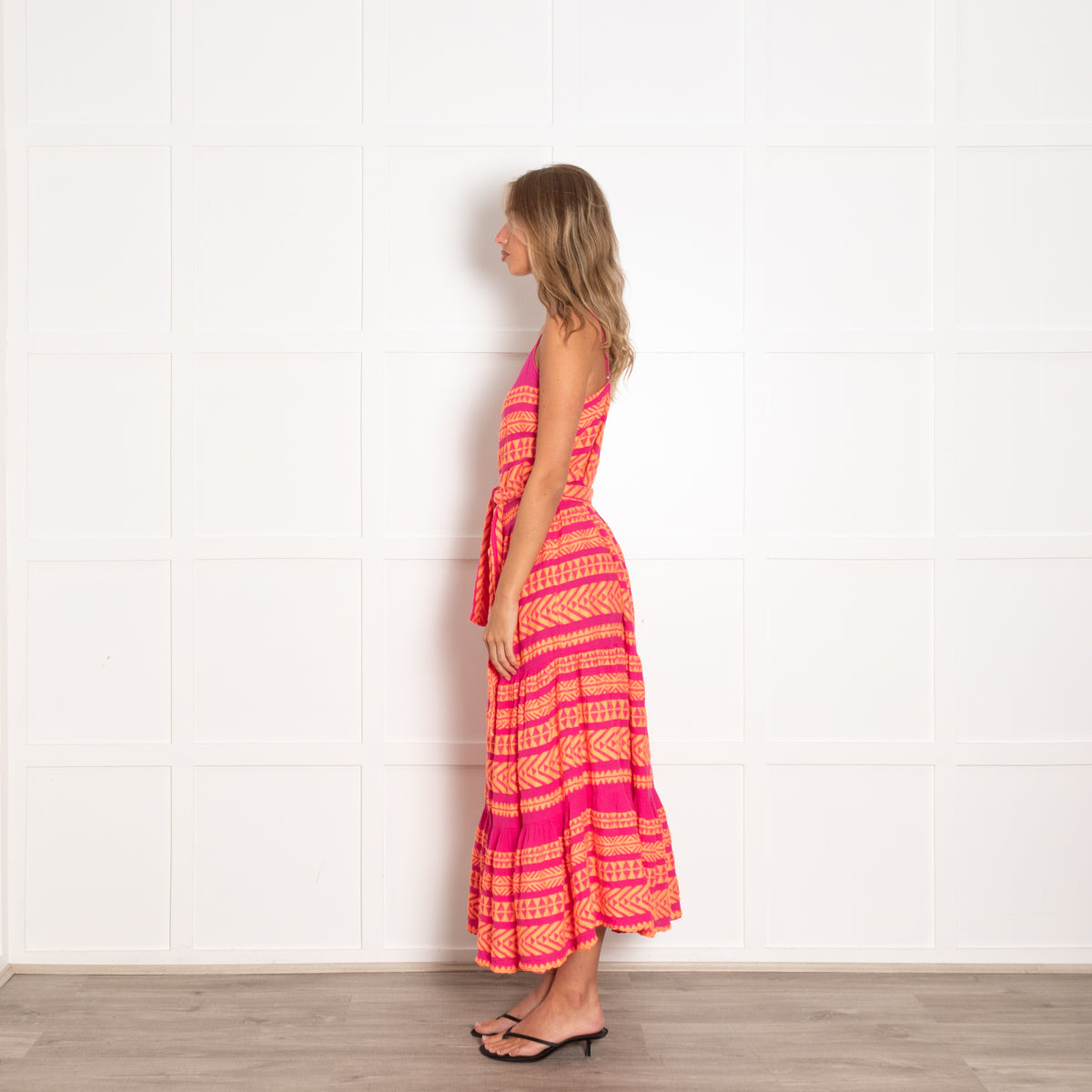 Devotion Twins Pink and Orange Embroidered Maxi Dress