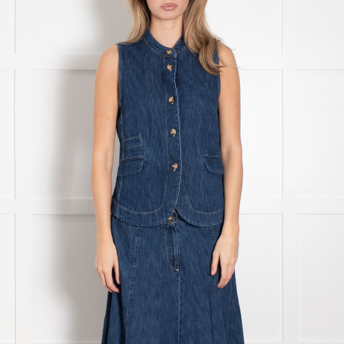 Project AJ 117 Blue Denim Waistcoat