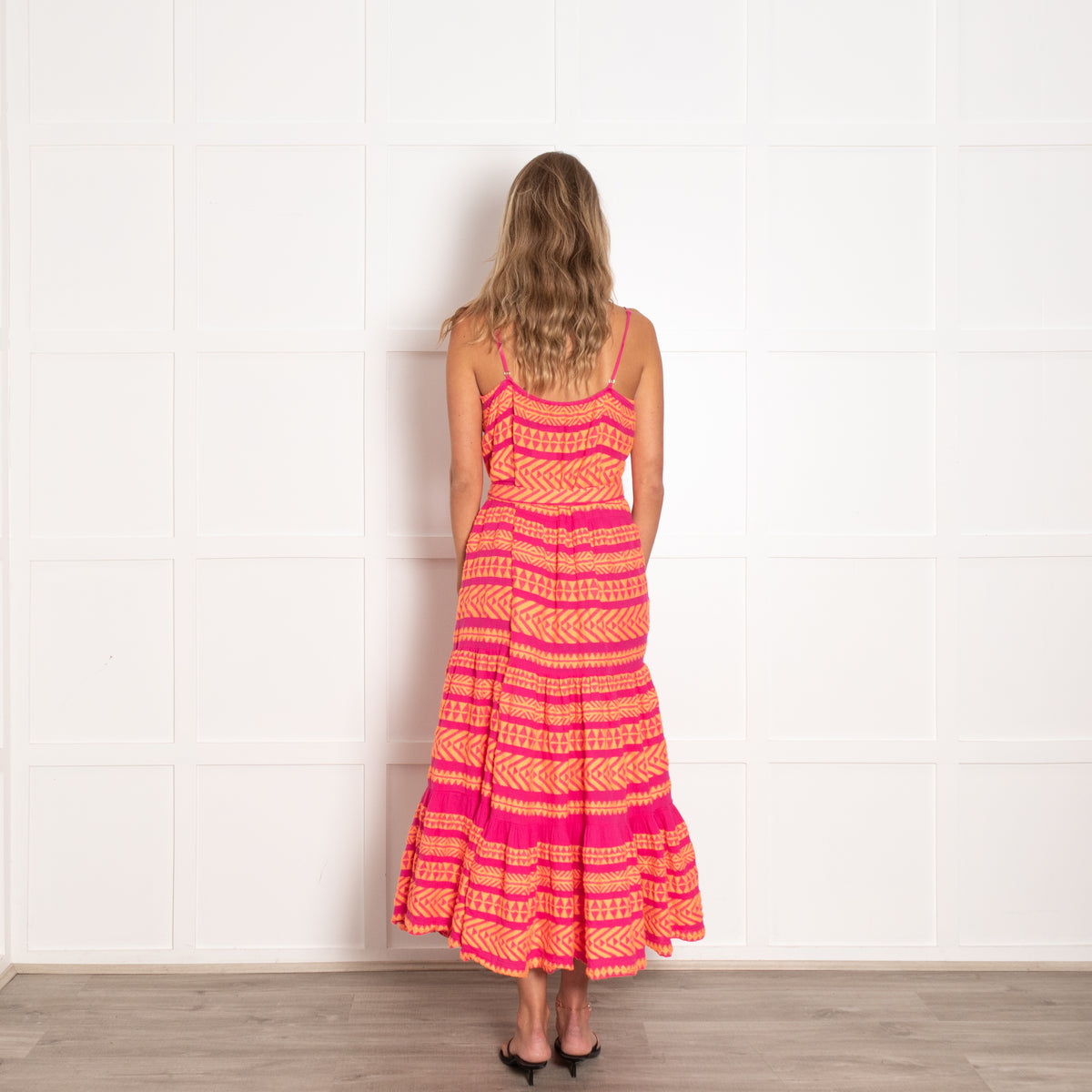 Devotion Twins Pink and Orange Embroidered Maxi Dress