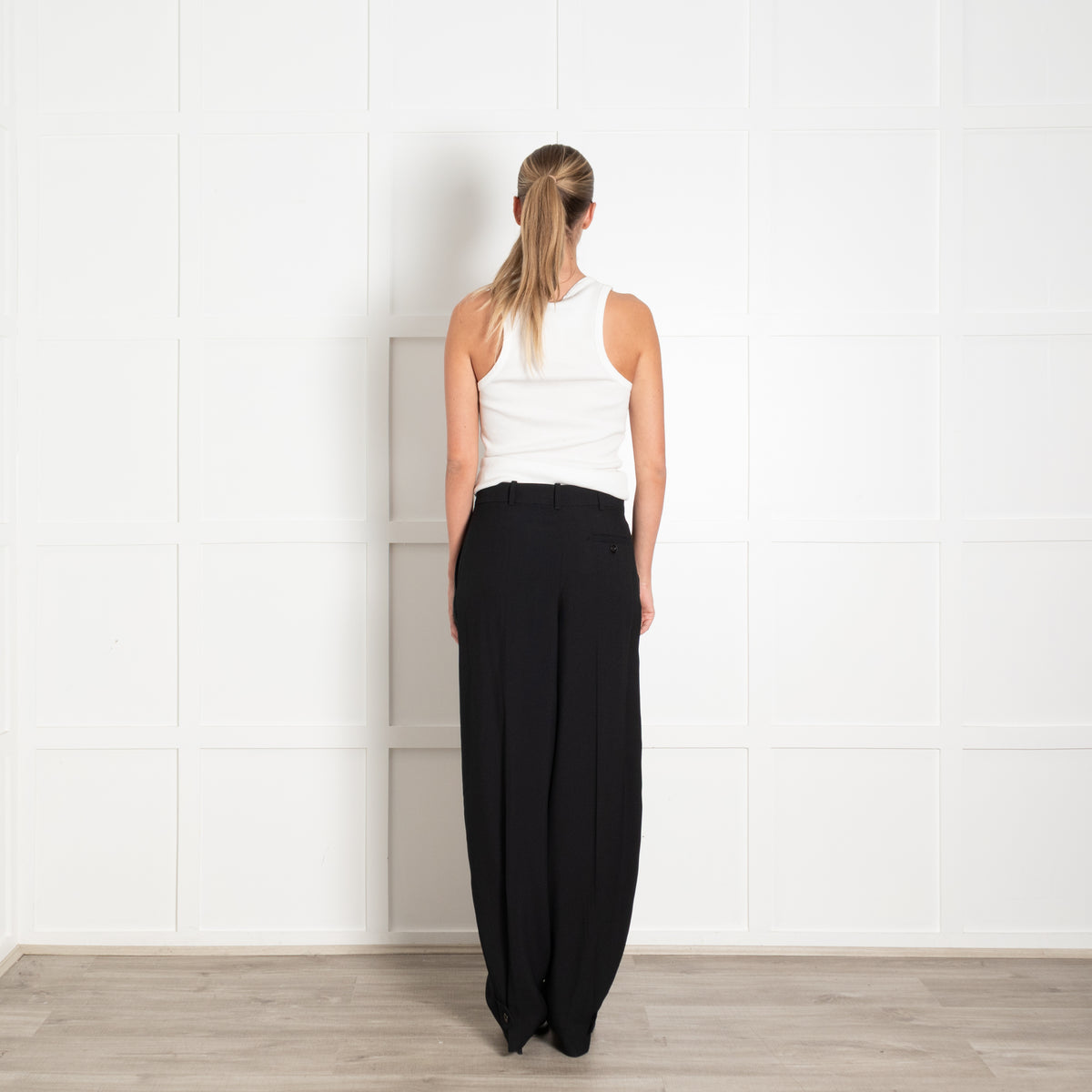 Chloe Black Patch Pocket Silk Mix Adjustable Ankle Trousers