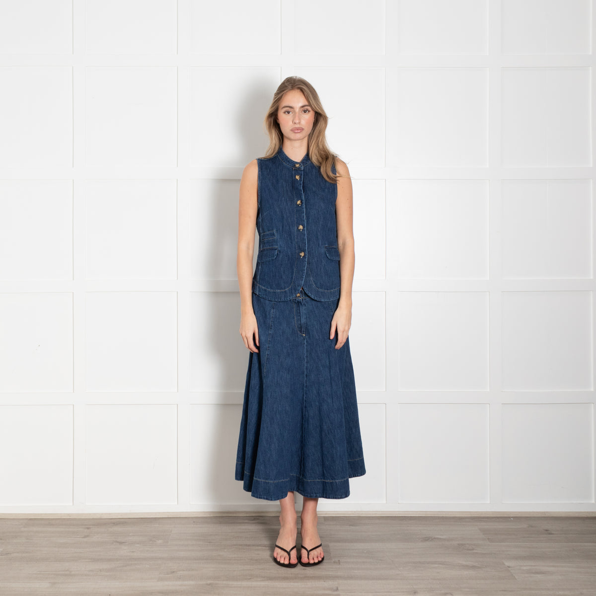 Project AJ 117 Blue Denim Waistcoat