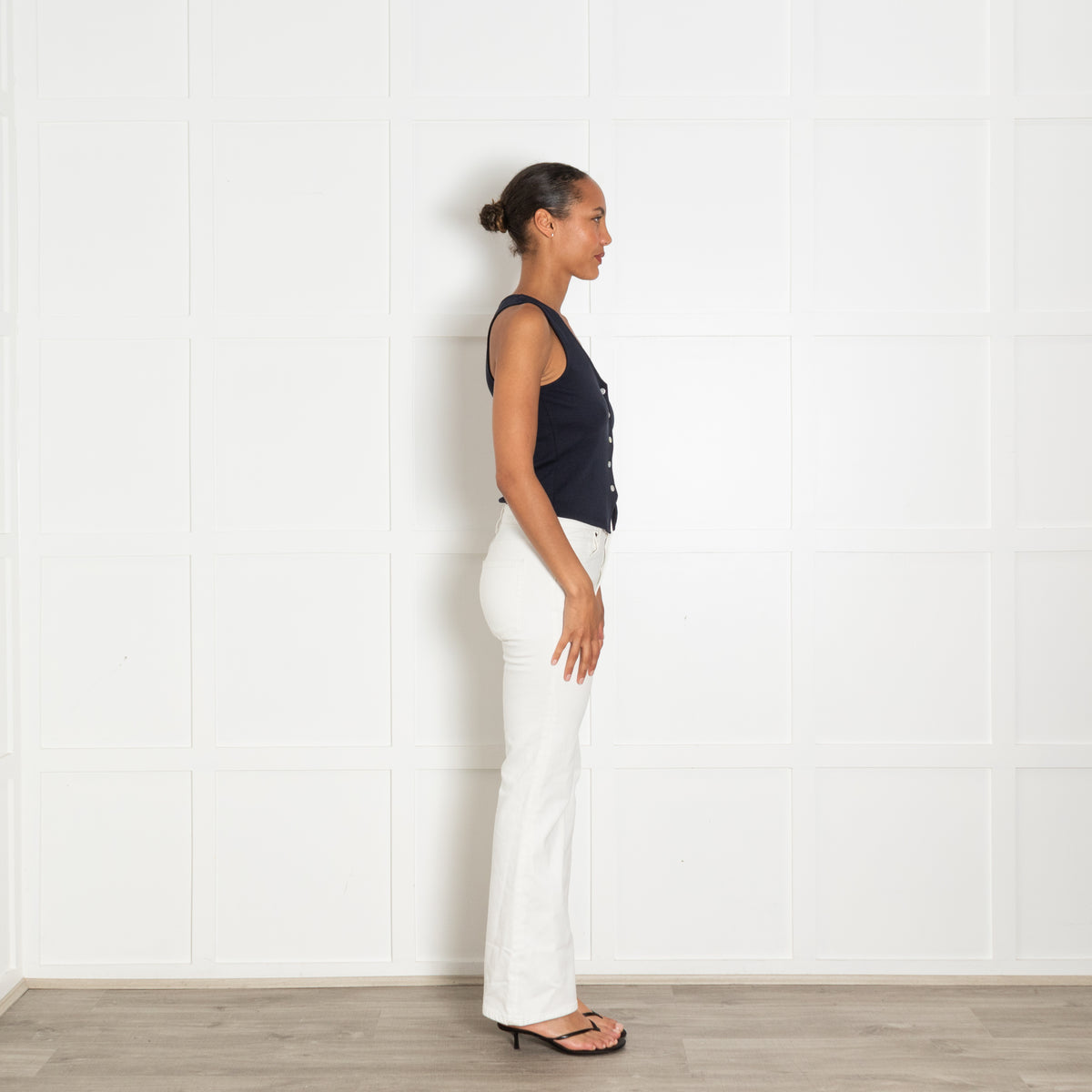 Veronica Beard Navy Sleeveless Tailored Waistcoat Top