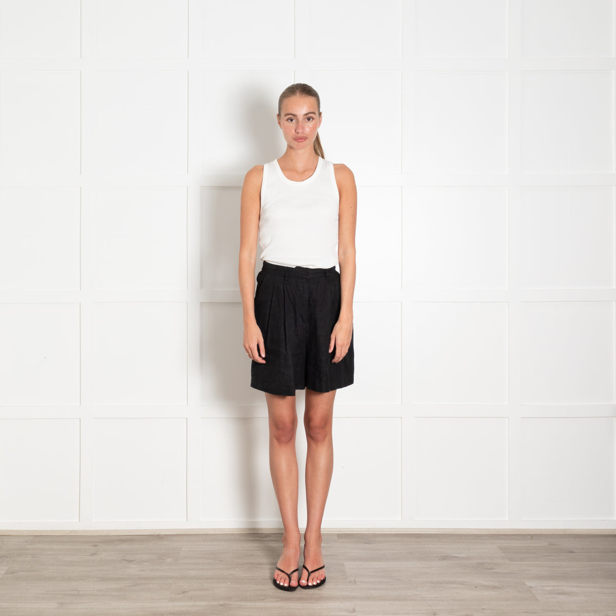 Posse Black Linen Tailored Shorts