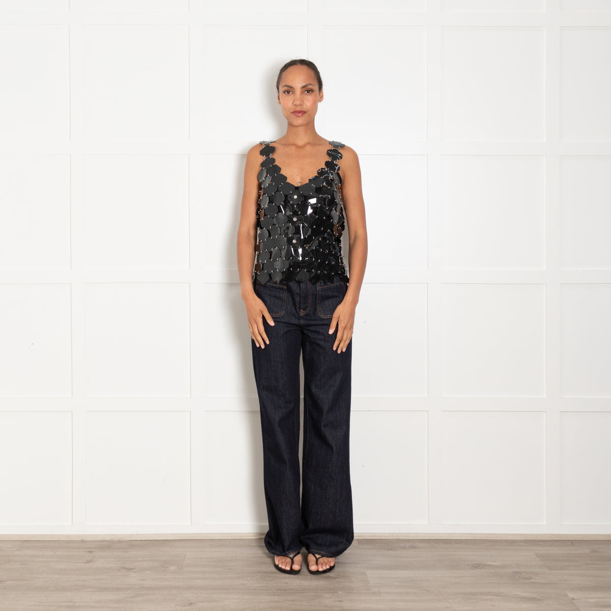 Paco Rabanne Black Plastic Sleeveless Top