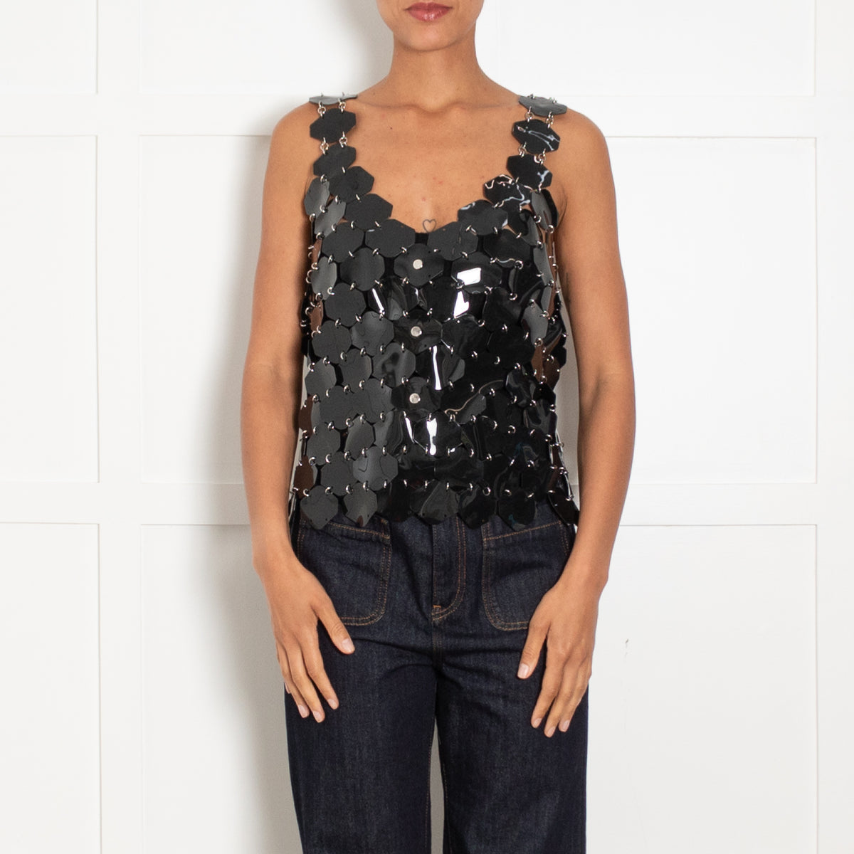 Paco Rabanne Black Plastic Sleeveless Top