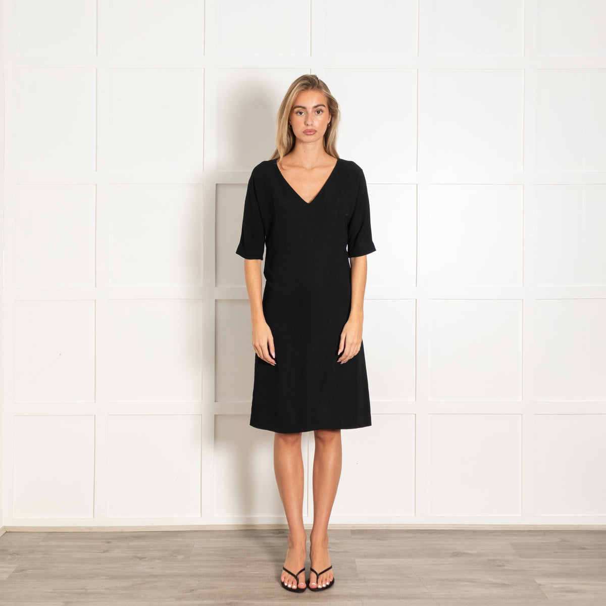 Prada Black Short Sleeve Midi Dress