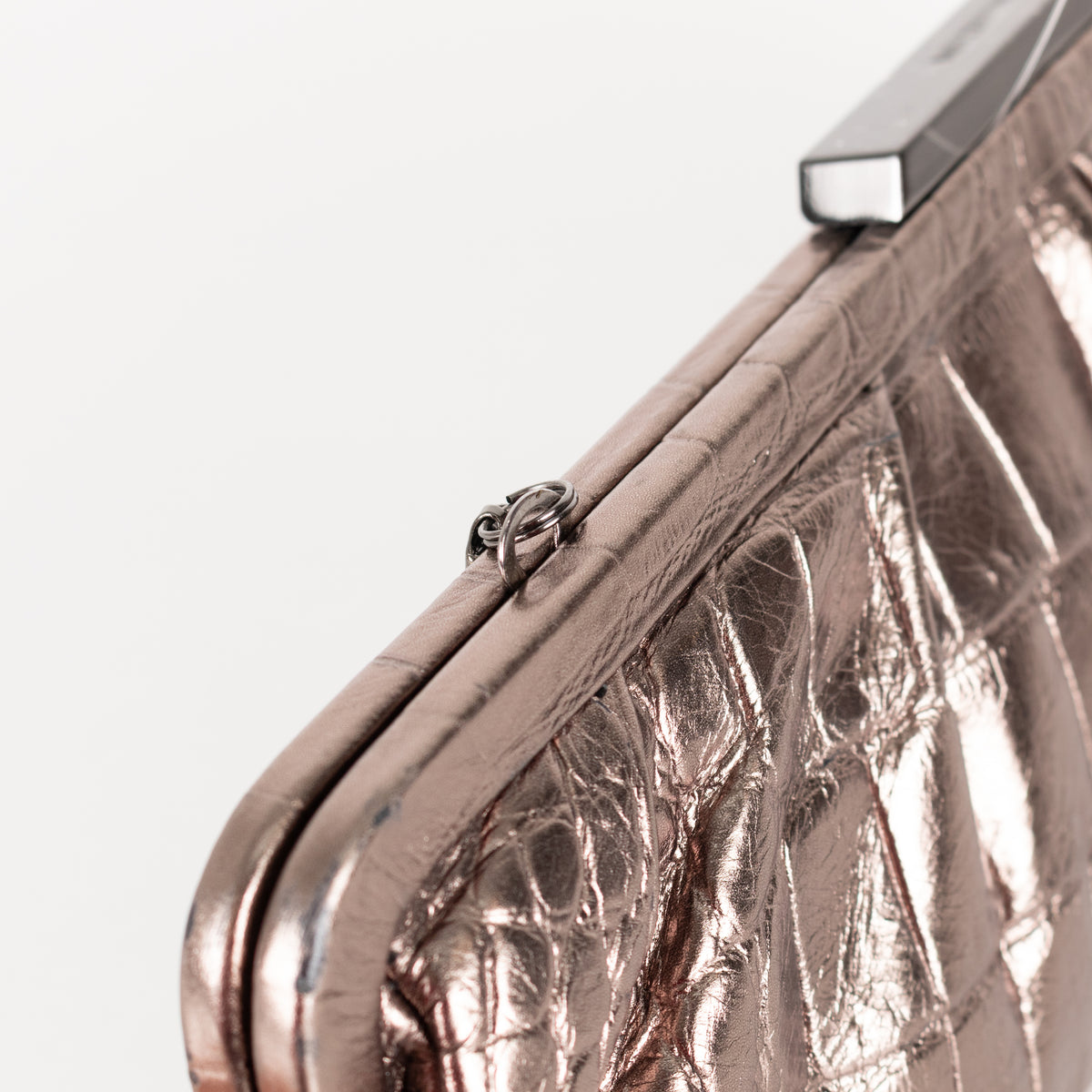 MarcCain Bronze Croc Embossed Clutch with Snake Chain