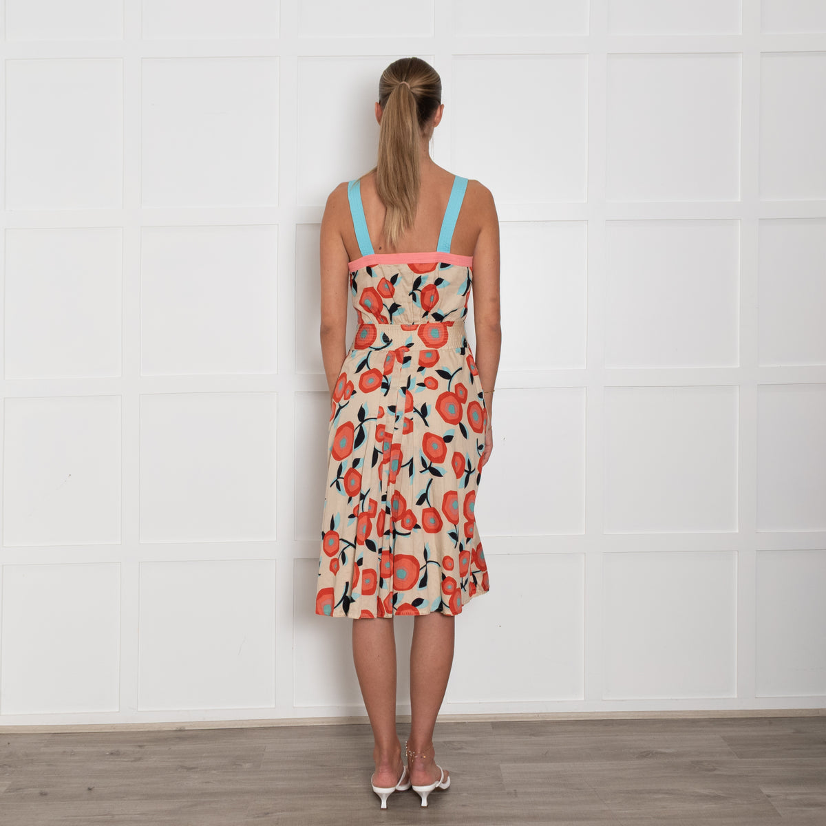 Marc By Marc Jacobs Beige Orange Cotton Sleeveless Dress