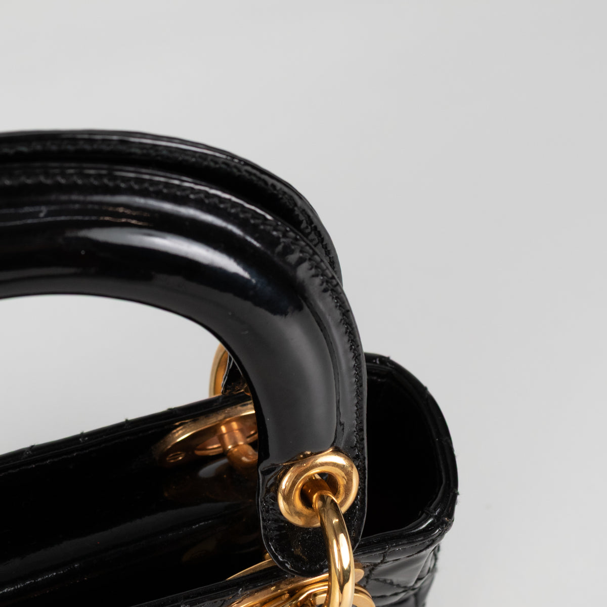 Christian Dior Black Patent Vintage Mini Lady Dior
