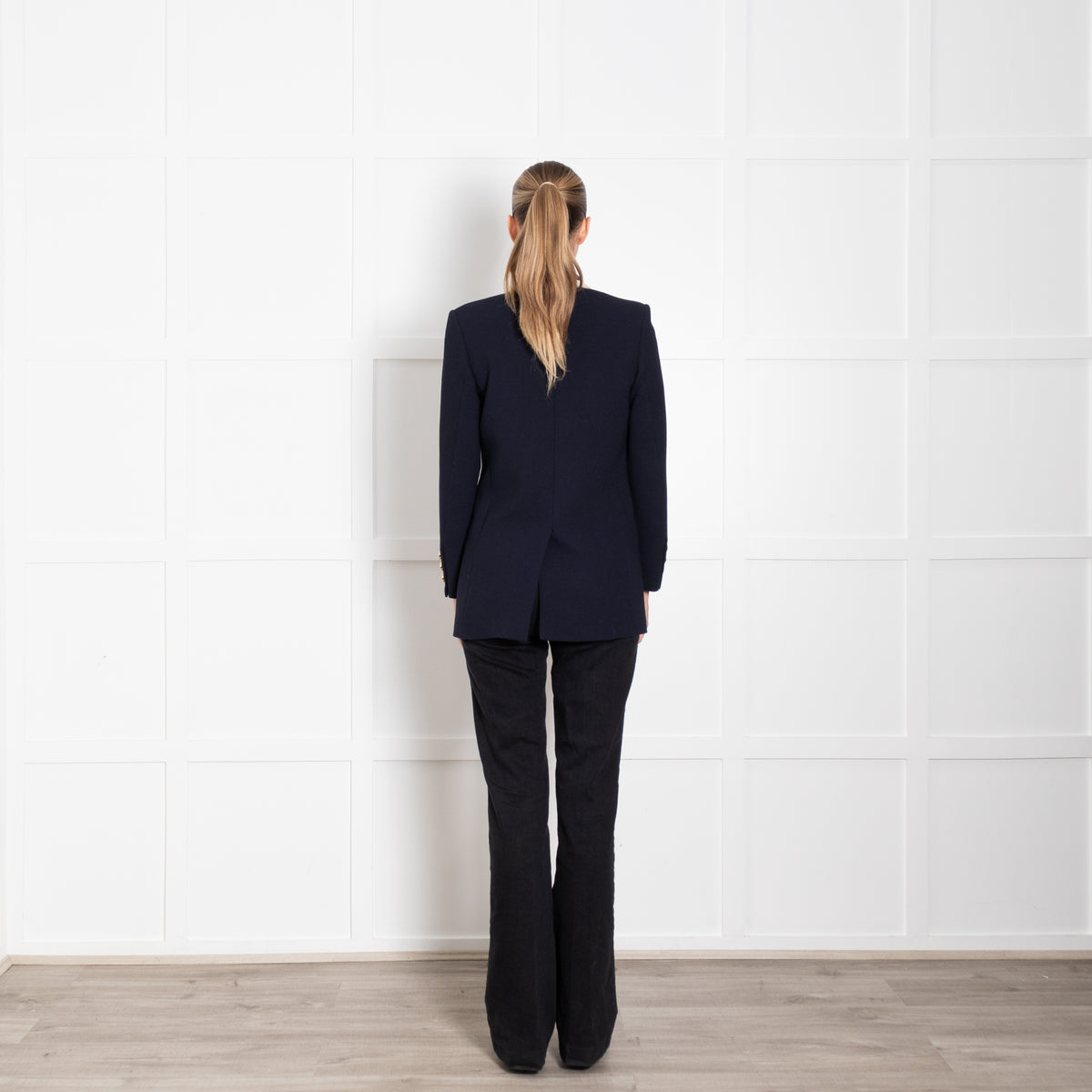 Blaze Milano Navy Everyday Wool Blazer with Cream Silk Trim