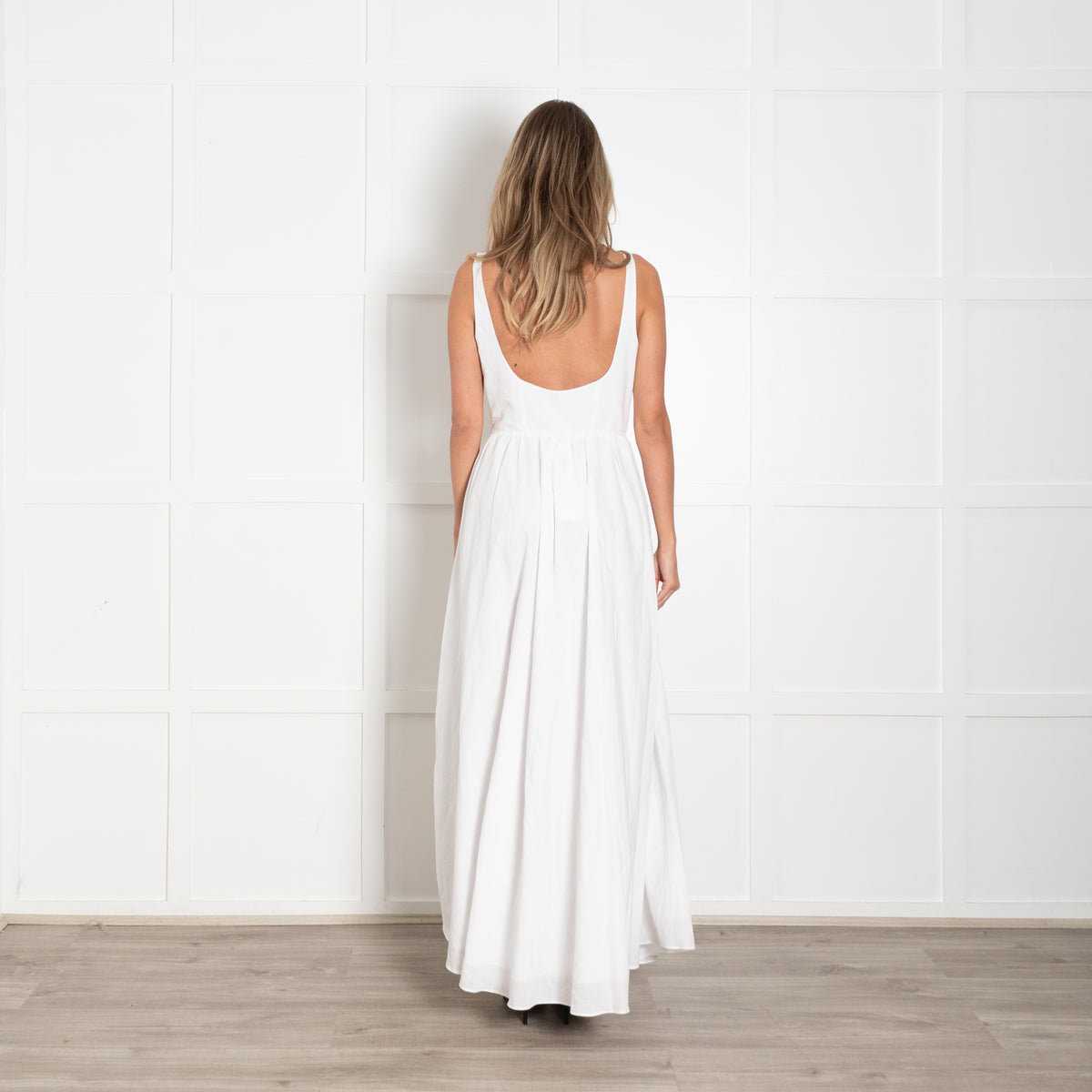 Esteban Cortazar White Corset Strappy Maxi Dress