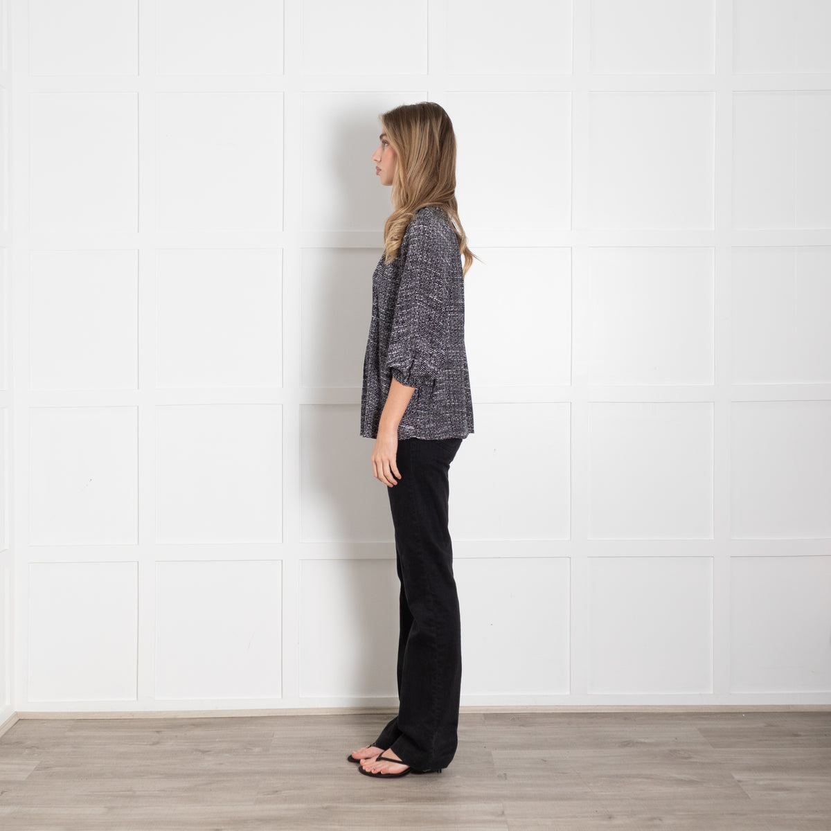 Joie Black Check Silk Blouse