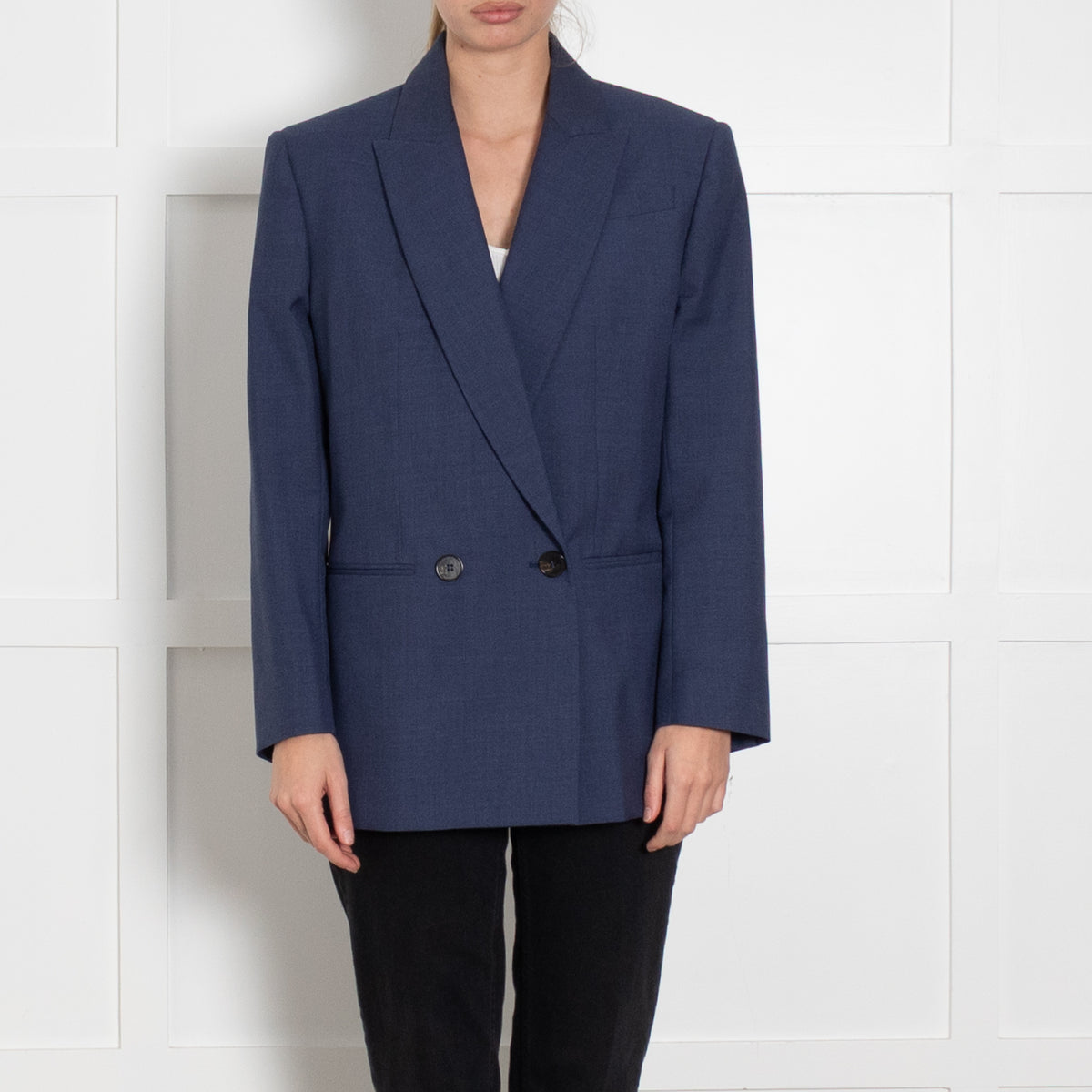 Alexander McQueen Double Breasted Blue Straight Fit Blazer